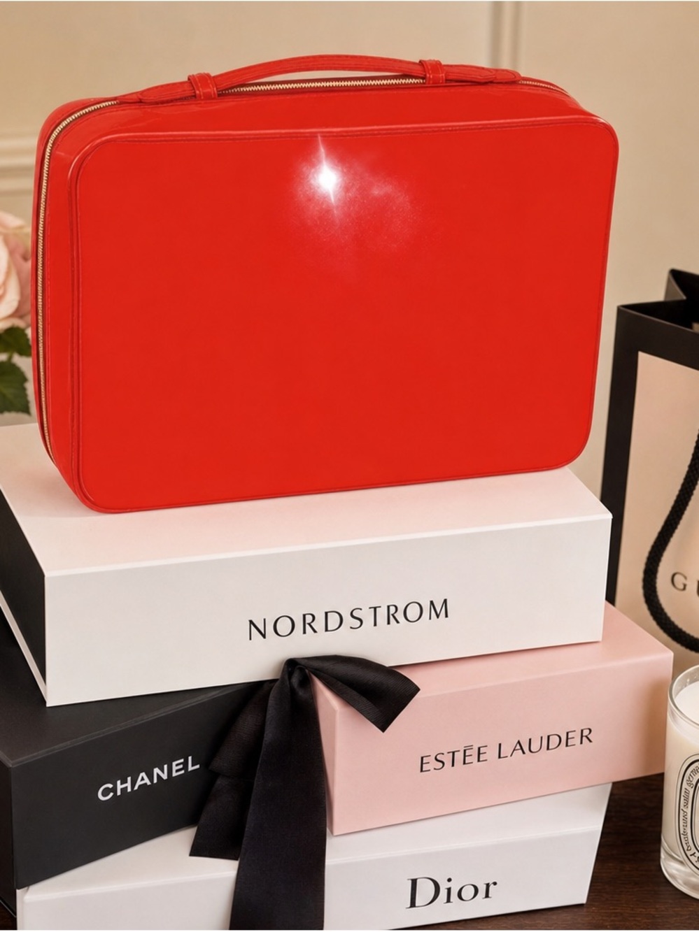 Estee Lauder Red Travel Cosmetic Case